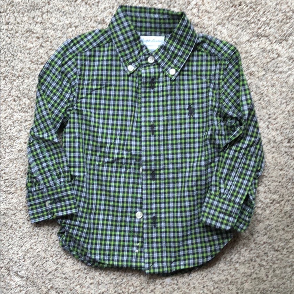 Polo by Ralph Lauren Green and Blue Plaid Kids Button Down Shirt